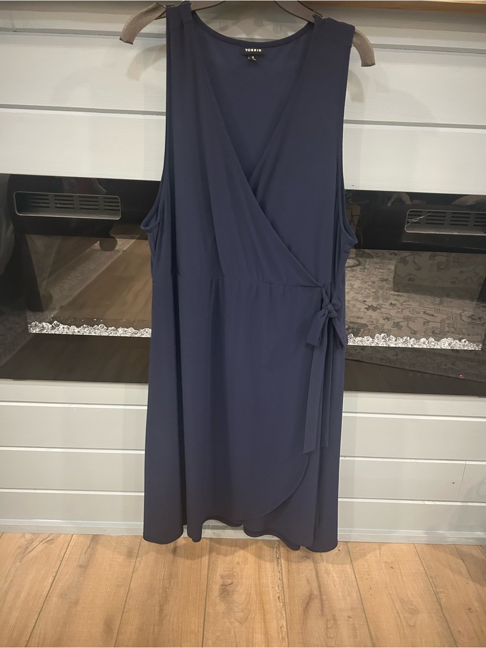 torrid Navy Sleeveless Faux-Wrap Midi Dress with Side Tie